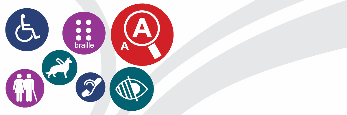 Accesibilty Symbols and Icons in coloured circles