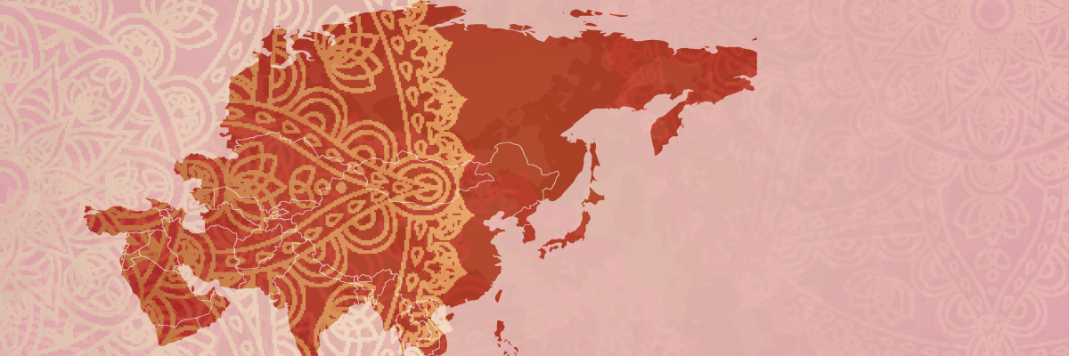map of Asia on red background