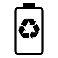 Icon: a battery with a recycling logo