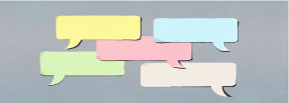Multiple speech bubbles in a gray background