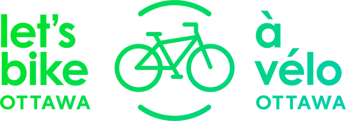 Let's Bike Ottawa logo with bicycle / Logo À vélo Ottawa avec bicyclette
