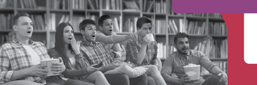 people gawking at movie
