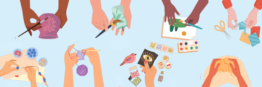 Drawing of various arts and crafts materials