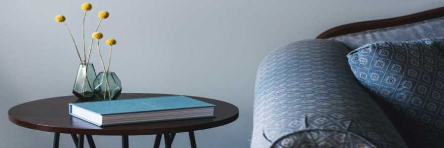 End table with book End table with book.