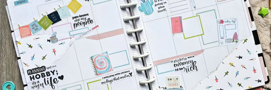 Image of planner notebook with stickers and art supplies image of planner journal with stickers and art supplies