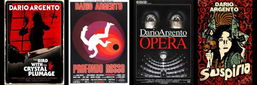 webcard with posters for four Dario Argento films