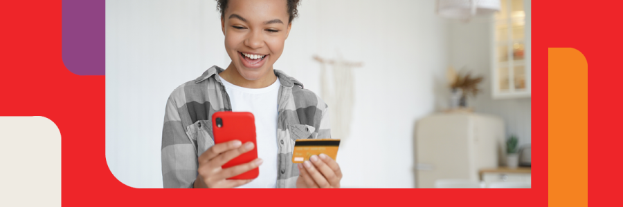 Image of smiling teen on their phone