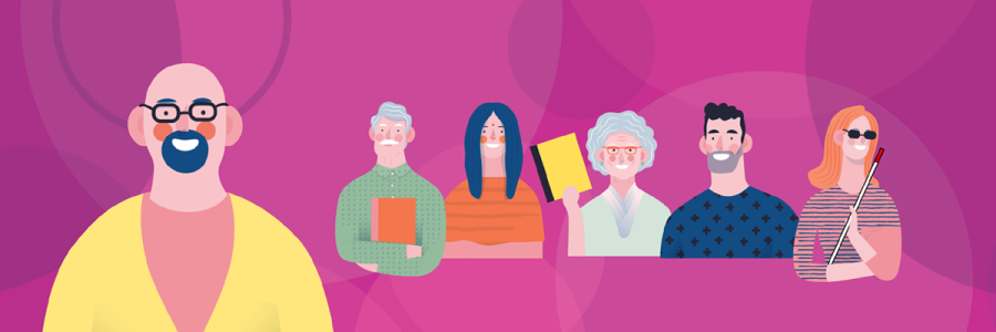 image of adults people reading and talking