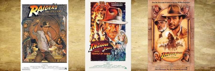 webcard with posters for all original Indiana Jones Trilogy