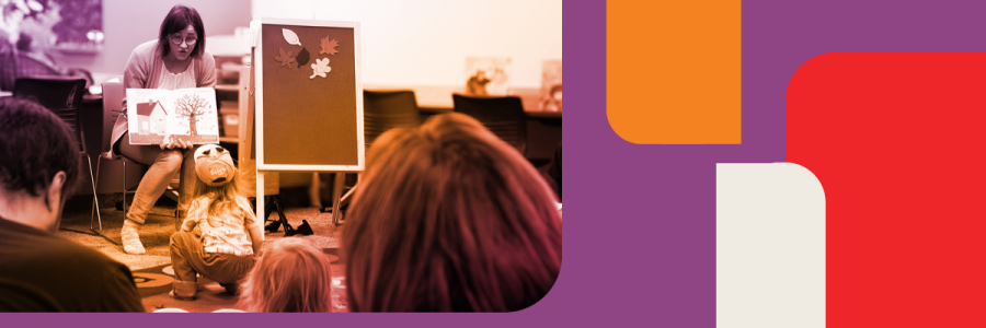 an adult reads to children / un adulte lit aux enfants