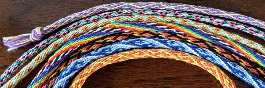 variety of kumihimo cords in various patterns and colours