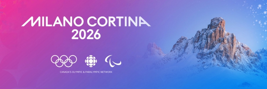 Cortina Olympic Rings winter landscape blue and pink