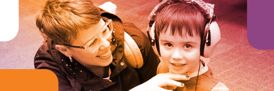 child with headphones on