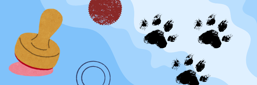 Examples of stamp patterns on a blue gradient background of waves