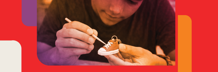 Image of a teen making a prop shoe