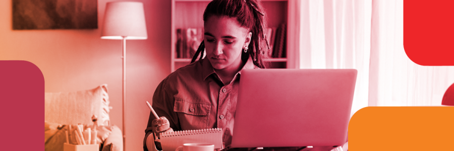 Teen Writing Teen writing notes and doing research