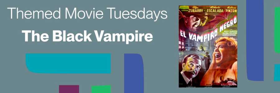 webcard with poster for The Black Vampire