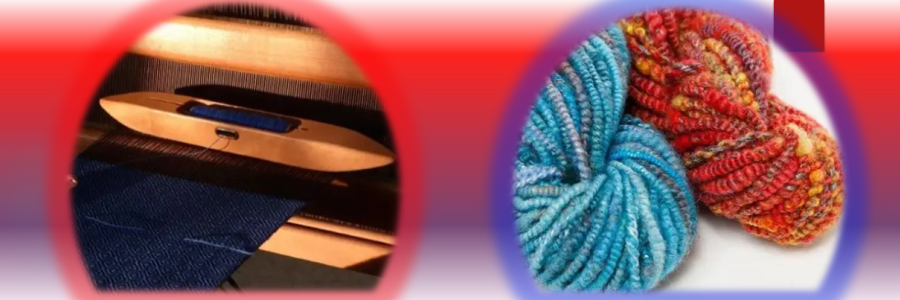 wool and loom with yarn