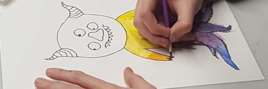 child's hand painting